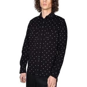 NWOT SAINT LAURENT Shirt Men XL Polka-Dot Black White Western Snaps Long-Sleeve